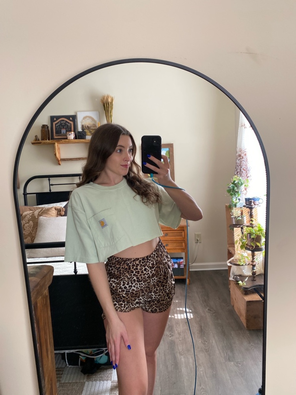 Carhartt Light Mint Green Cropped Short Sleeve Tee — Women’s L